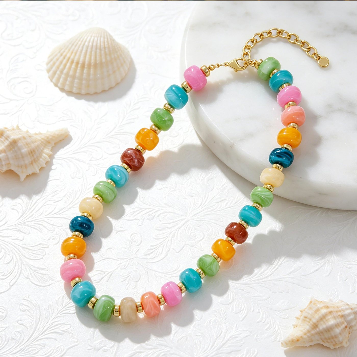 YUJIE Puff Heart Pendant Necklace, Multicolor, view 4