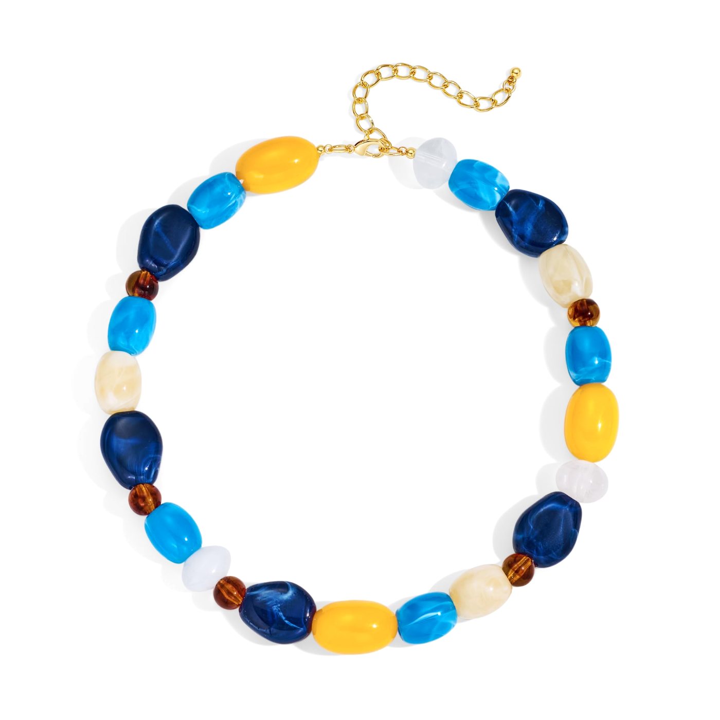 YUJIE Puff Heart Pendant Necklace, Multicolor Blue, color