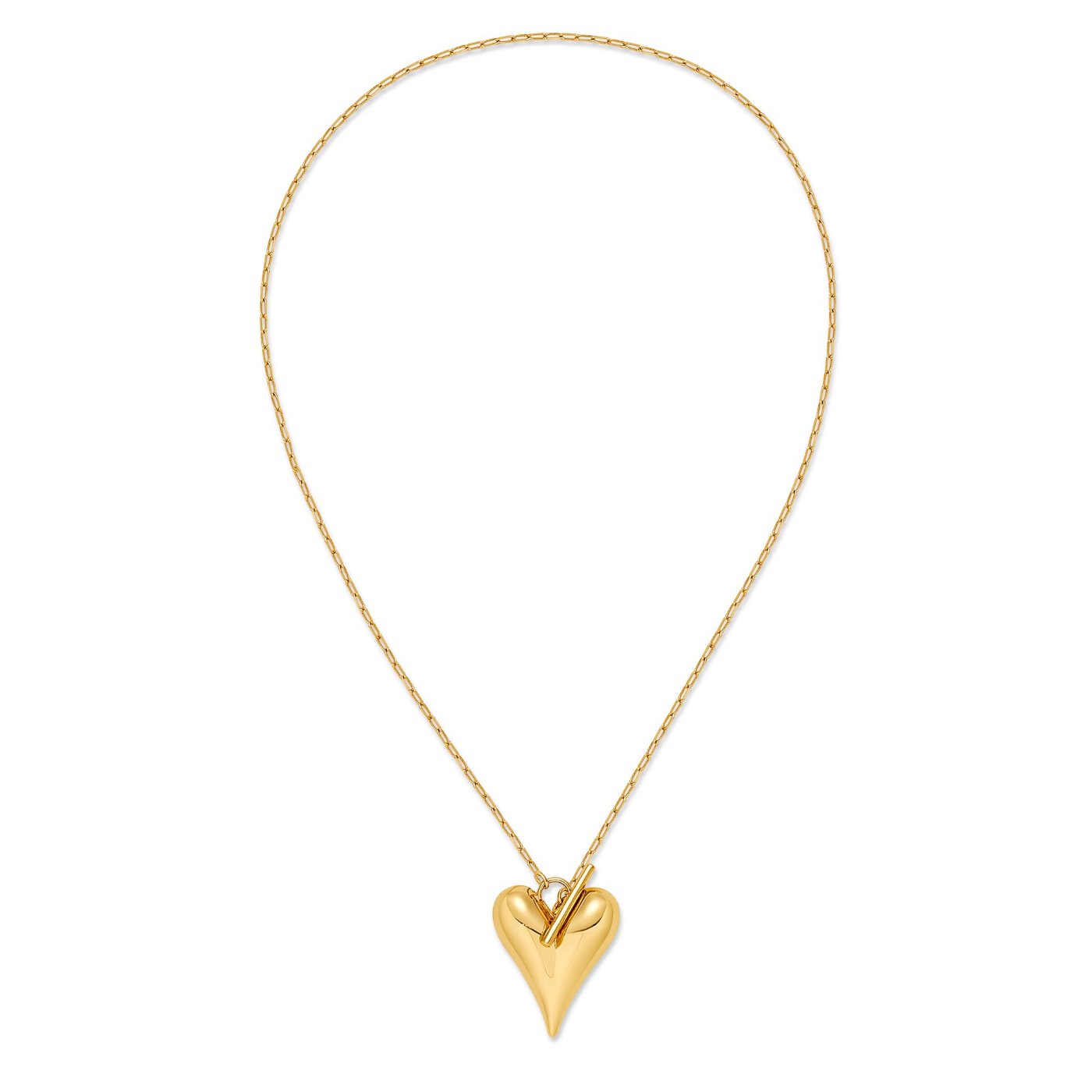YUJIE Puffy Heart Pendant Necklace, Simple Heart, gold tone