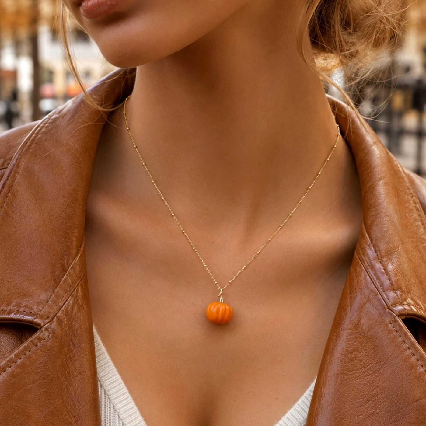 YUJIE Pumpkin Pendant Necklace, view 4