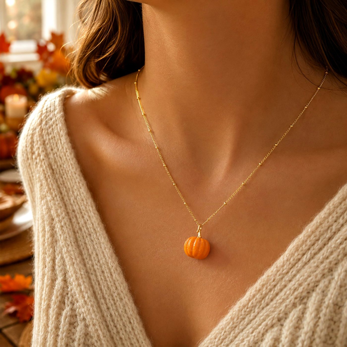YUJIE Pumpkin Pendant Necklace, view 5