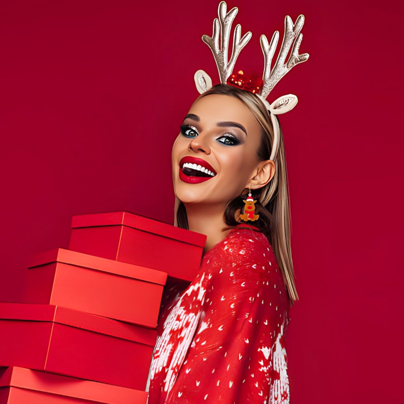 YUJIE Reindeer Drop Earrings, view 4