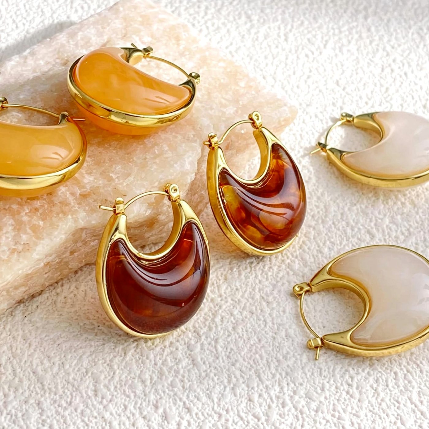 YUJIE Resin Huggies, Amber, view 5