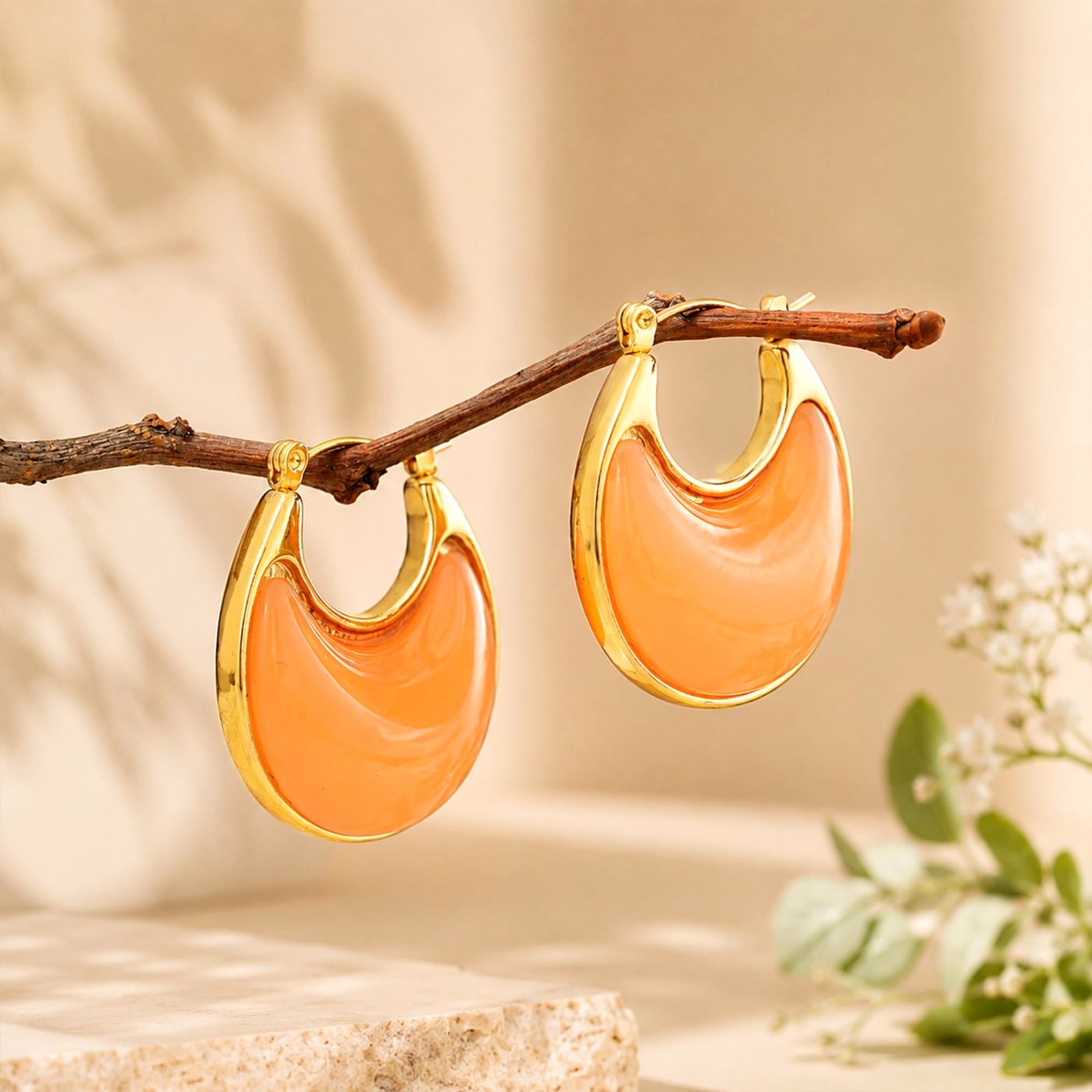 YUJIE Resin Huggies, Orange, view 5