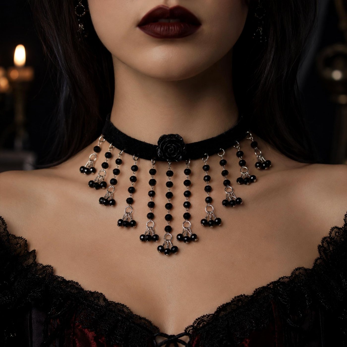 YUJIE Rose Choker, second view