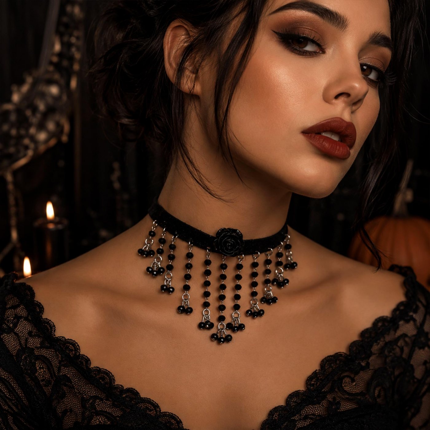 YUJIE Rose Choker, view 3