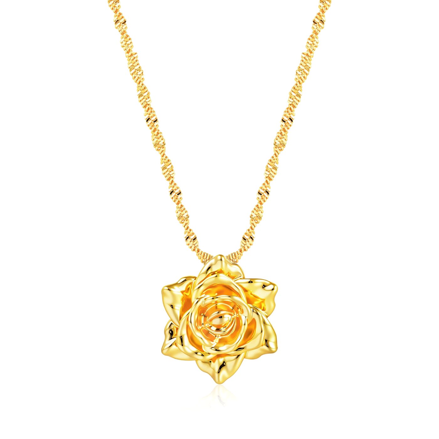 YUJIE Rose Pendant Necklace, gold tone
