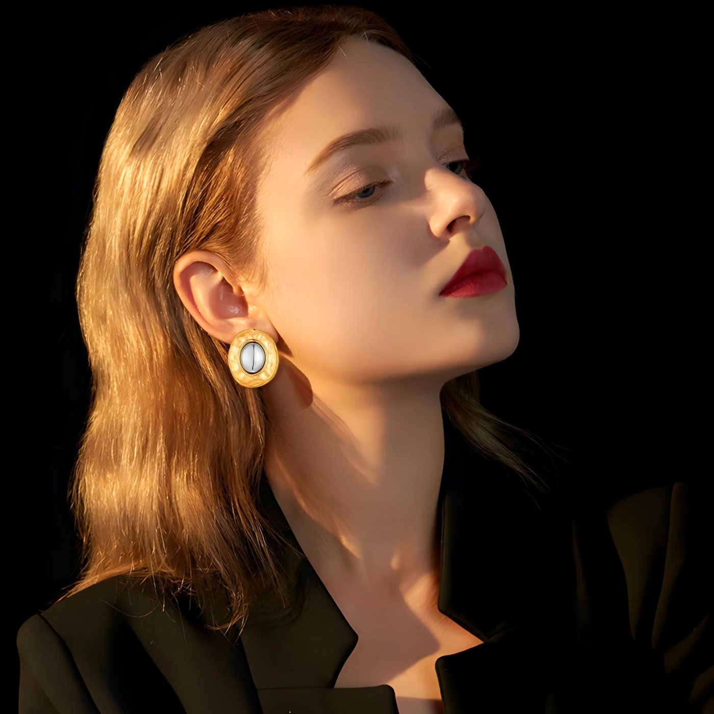 YUJIE Round Stud Earrings, view 4