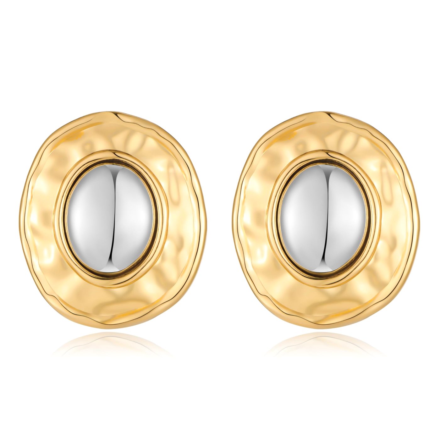YUJIE Round Stud Earrings, gold and silver