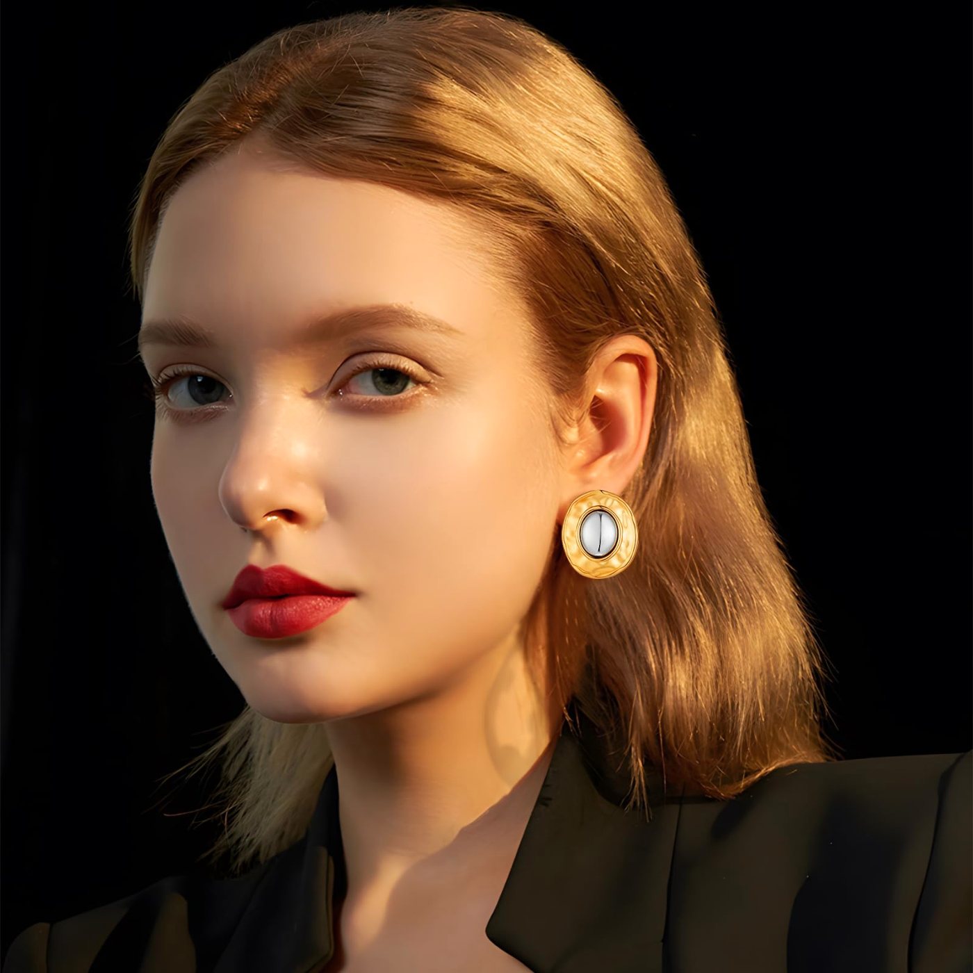YUJIE Round Stud Earrings, view 6