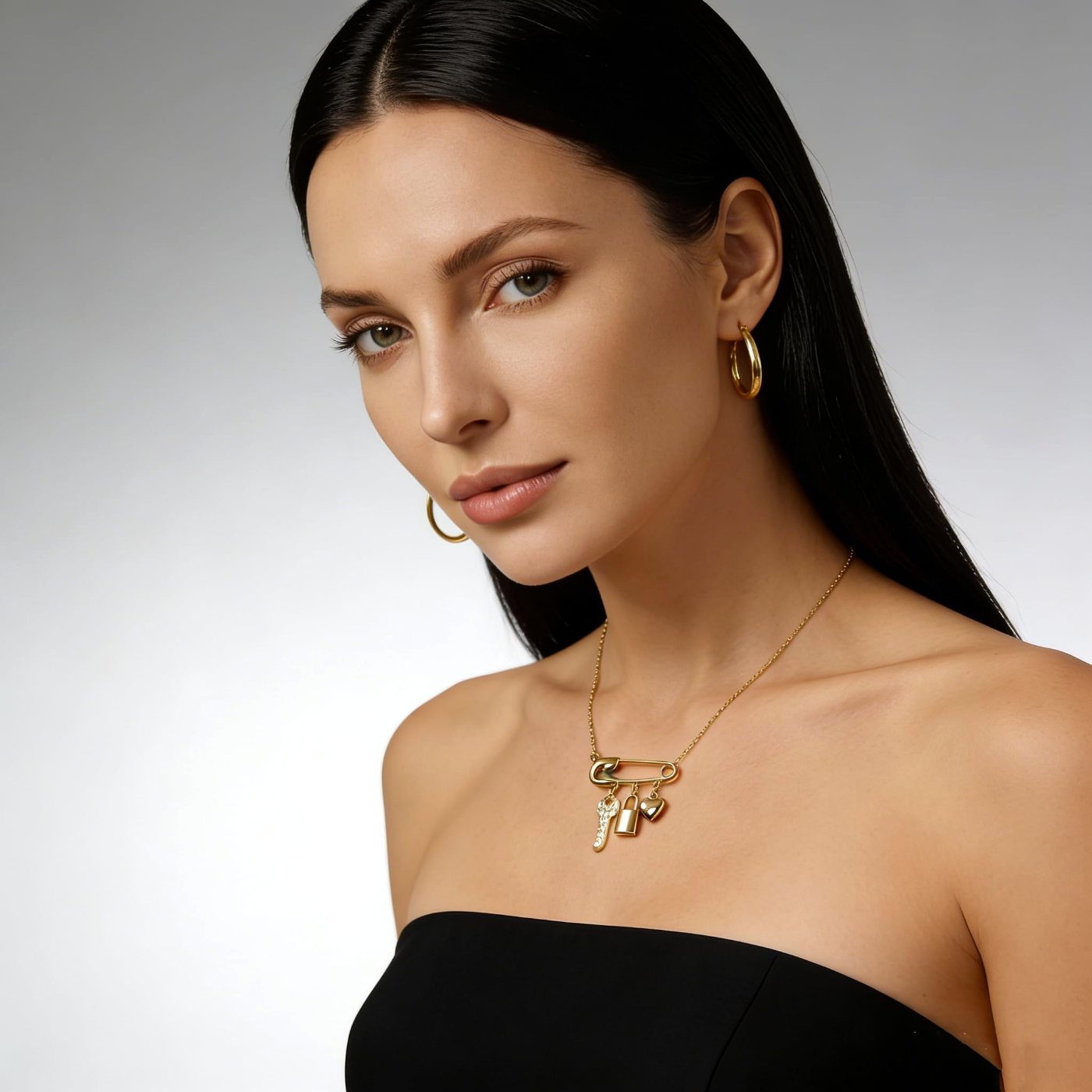 YUJIE Safety Pin Pendant Necklace, view 3
