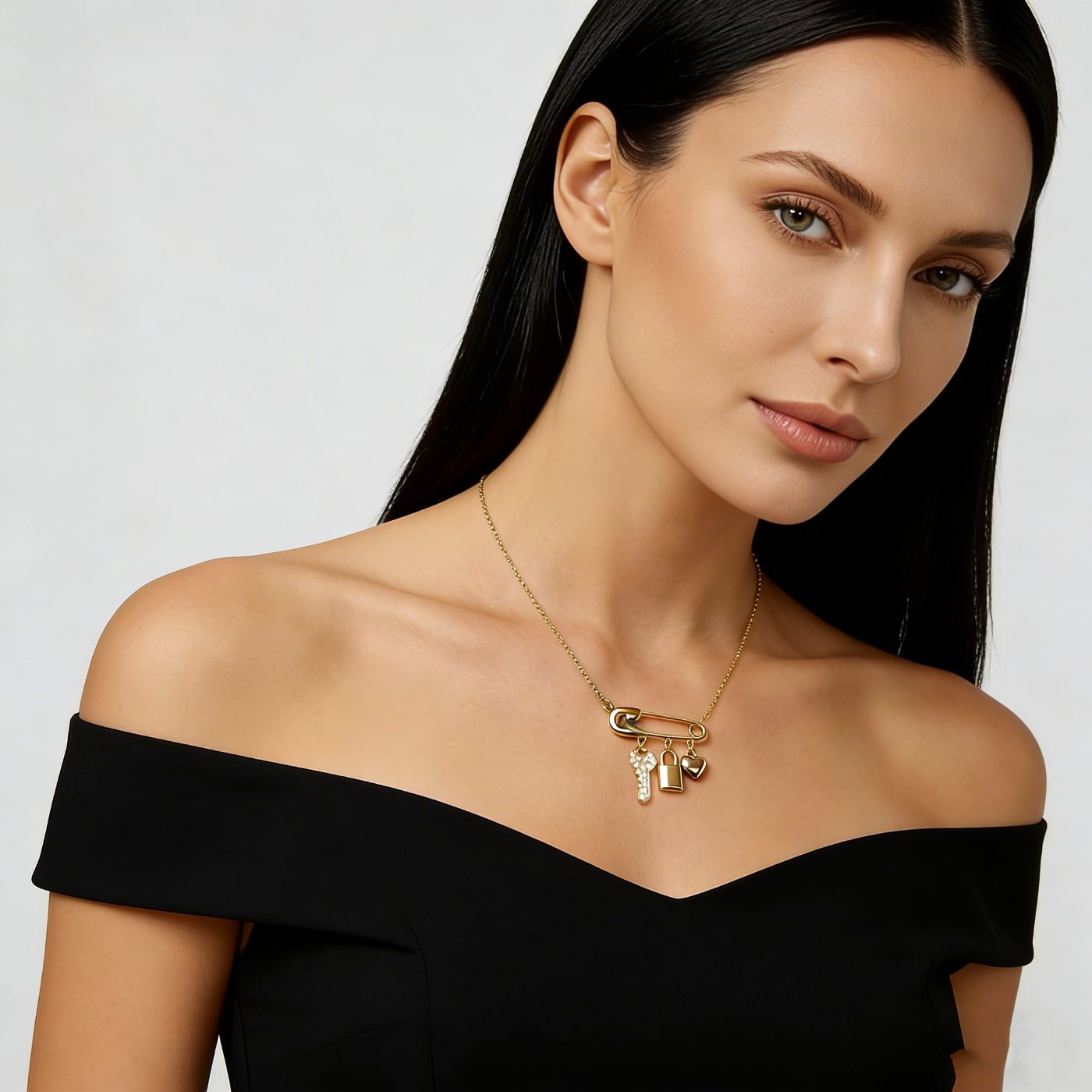 YUJIE Safety Pin Pendant Necklace, view 4