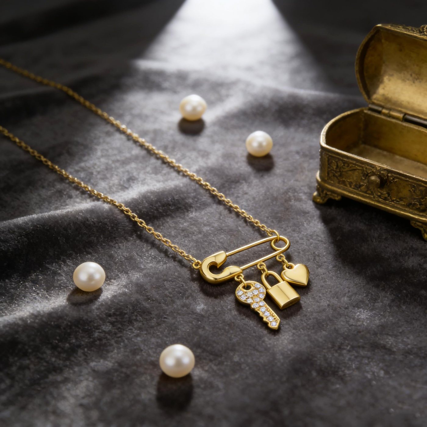 YUJIE Safety Pin Pendant Necklace, view 5