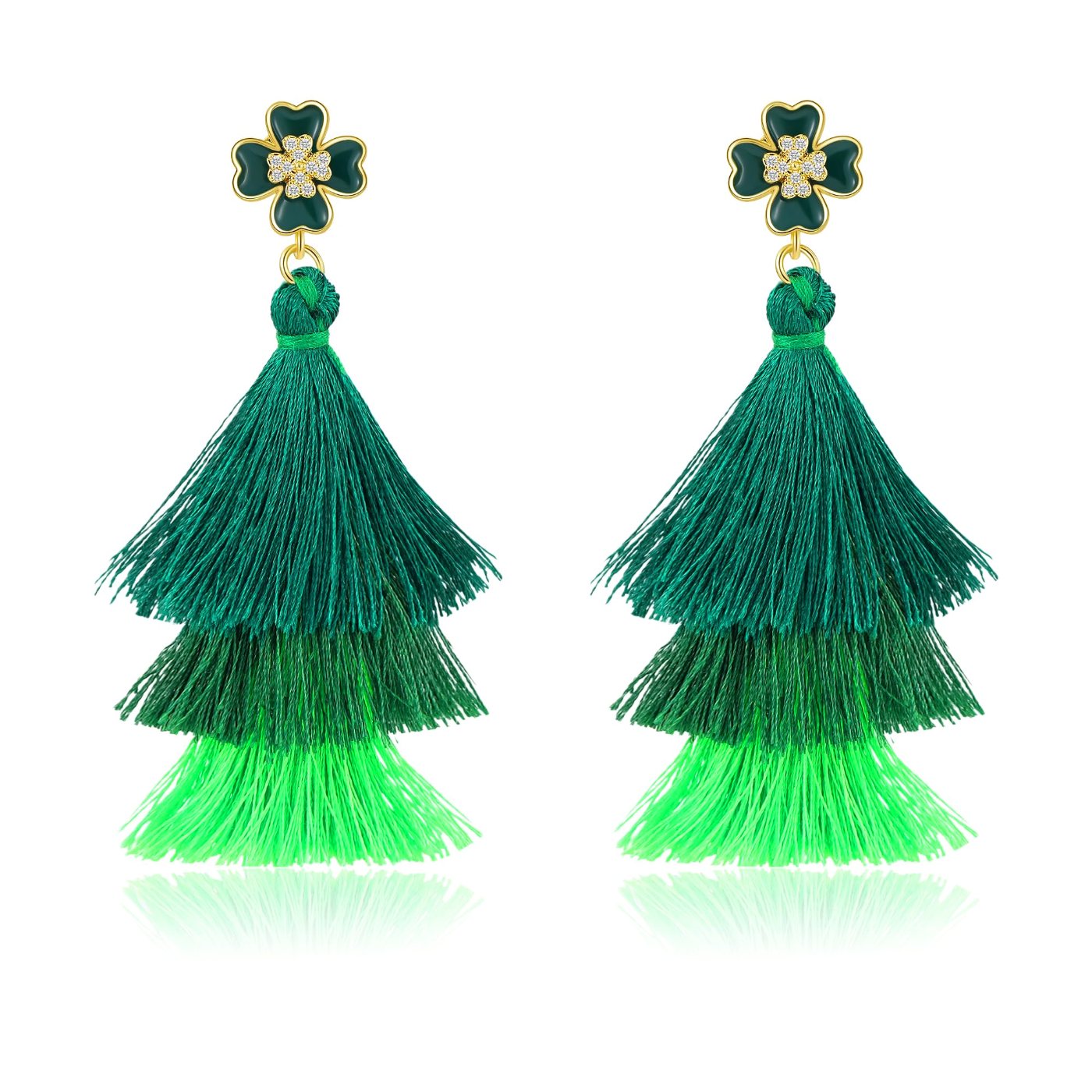 YUJIE Shamrock Tassel Earrings, color