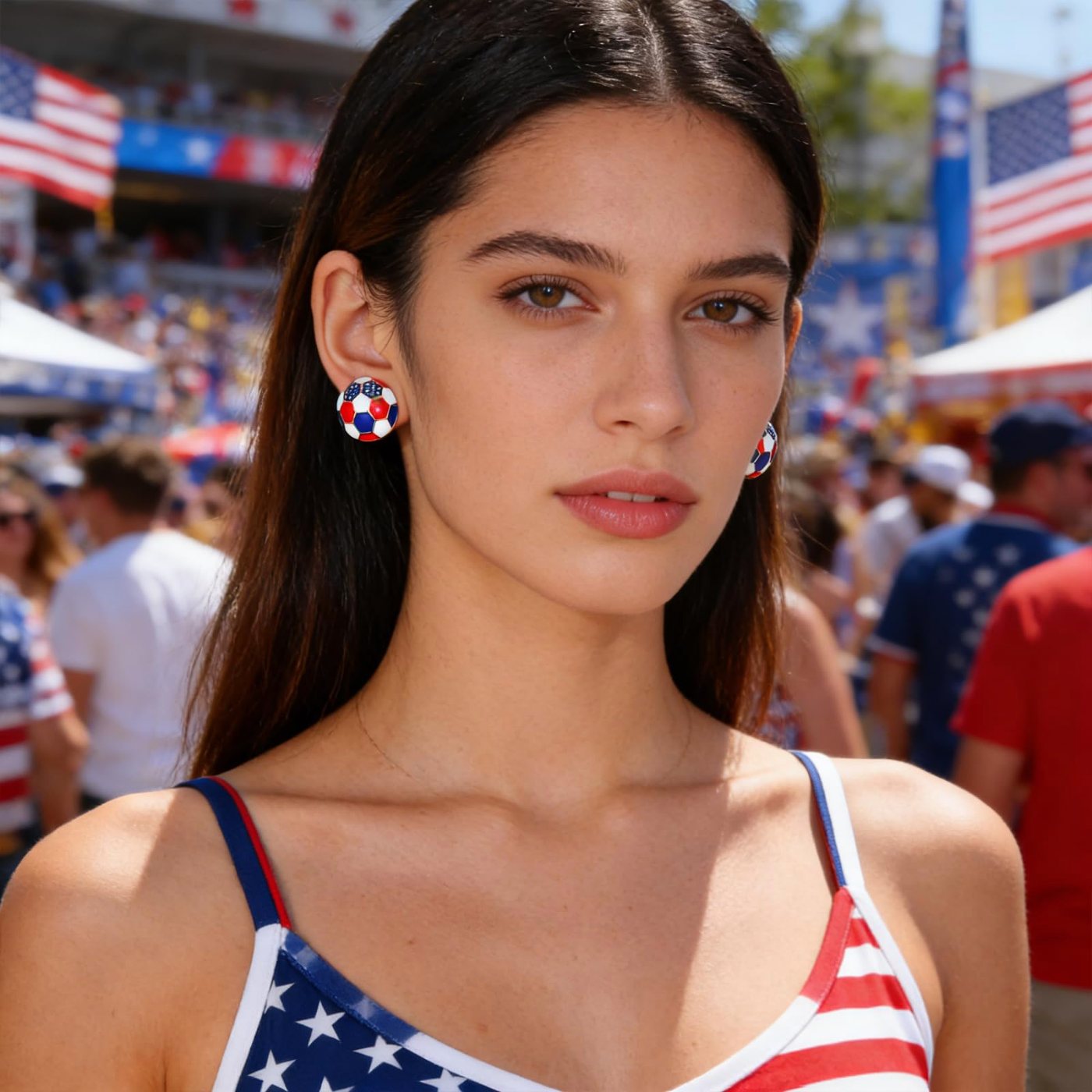YUJIE Soccer Stud Earrings, second view