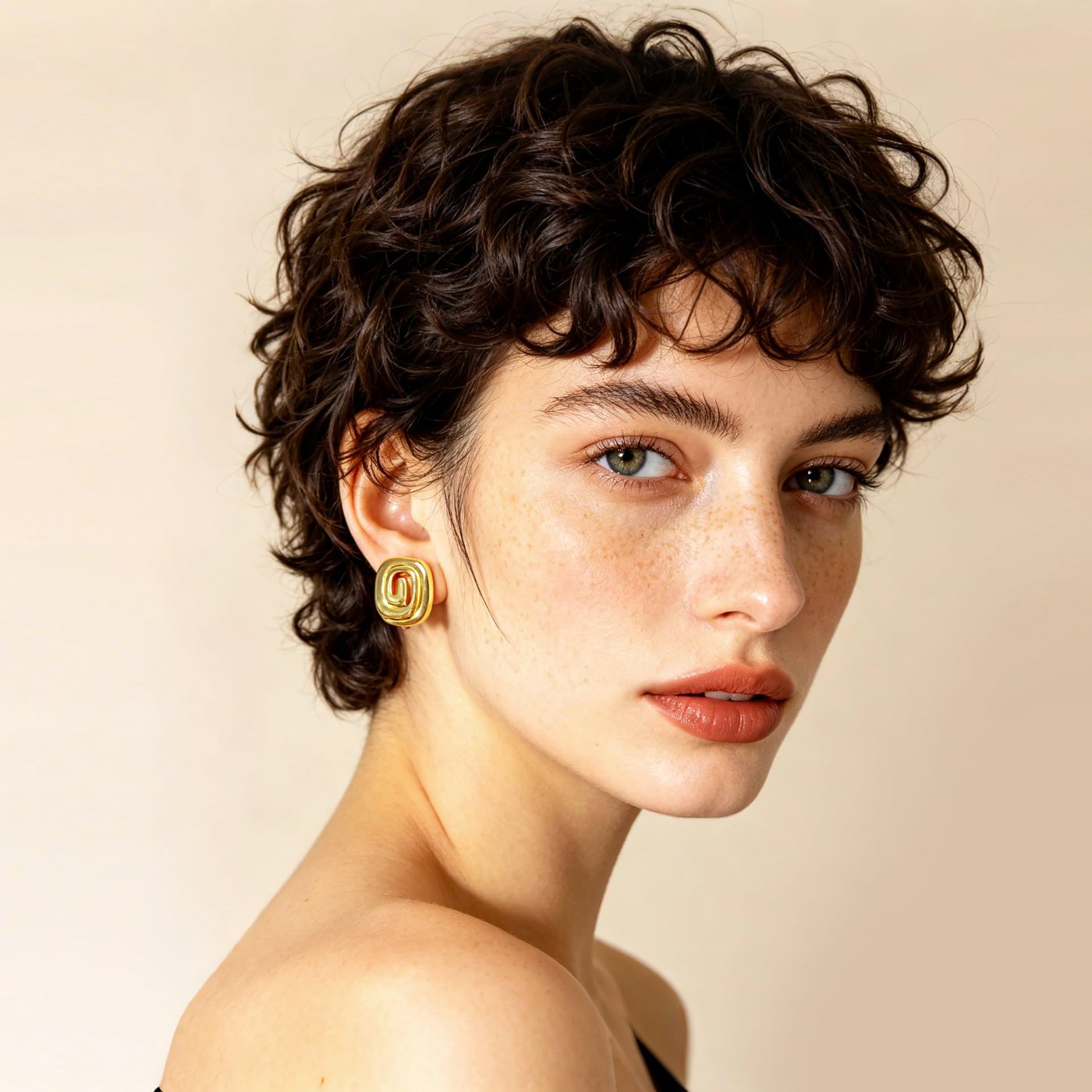 YUJIE Spiral Square Clip-On Earrings, second view