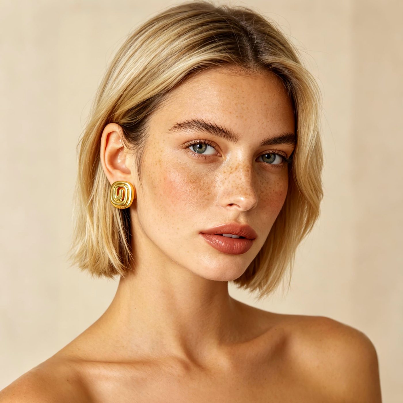 YUJIE Spiral Square Clip-On Earrings, view 3