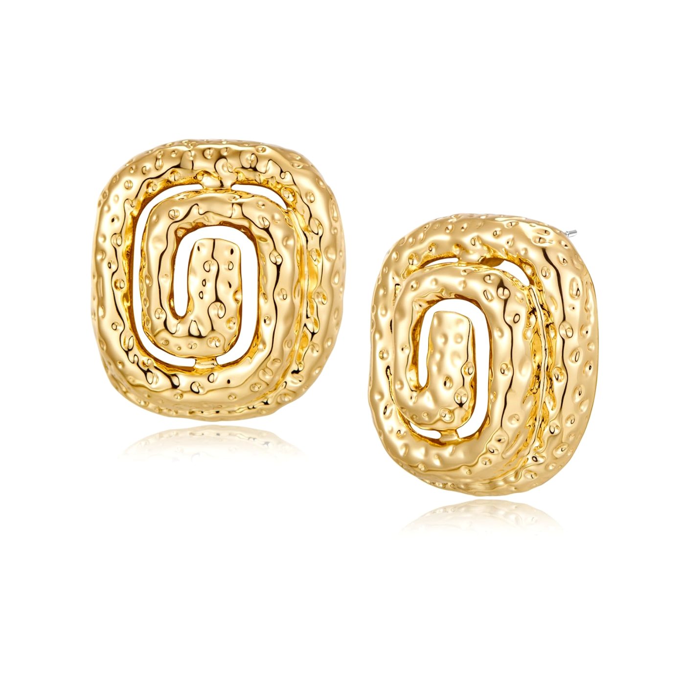 YUJIE Spiral Square Stud Earrings, gold tone