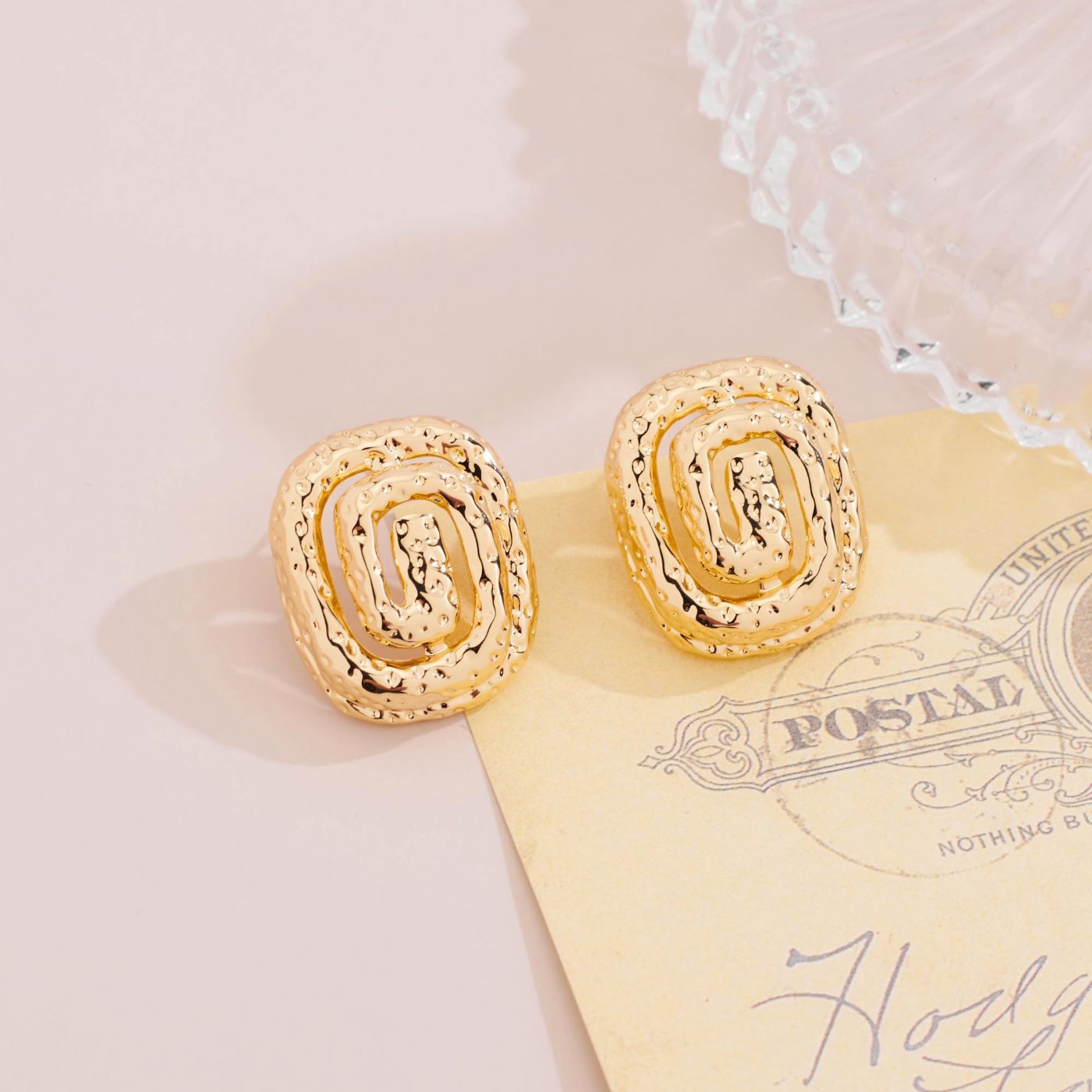 YUJIE Spiral Square Stud Earrings, view 3