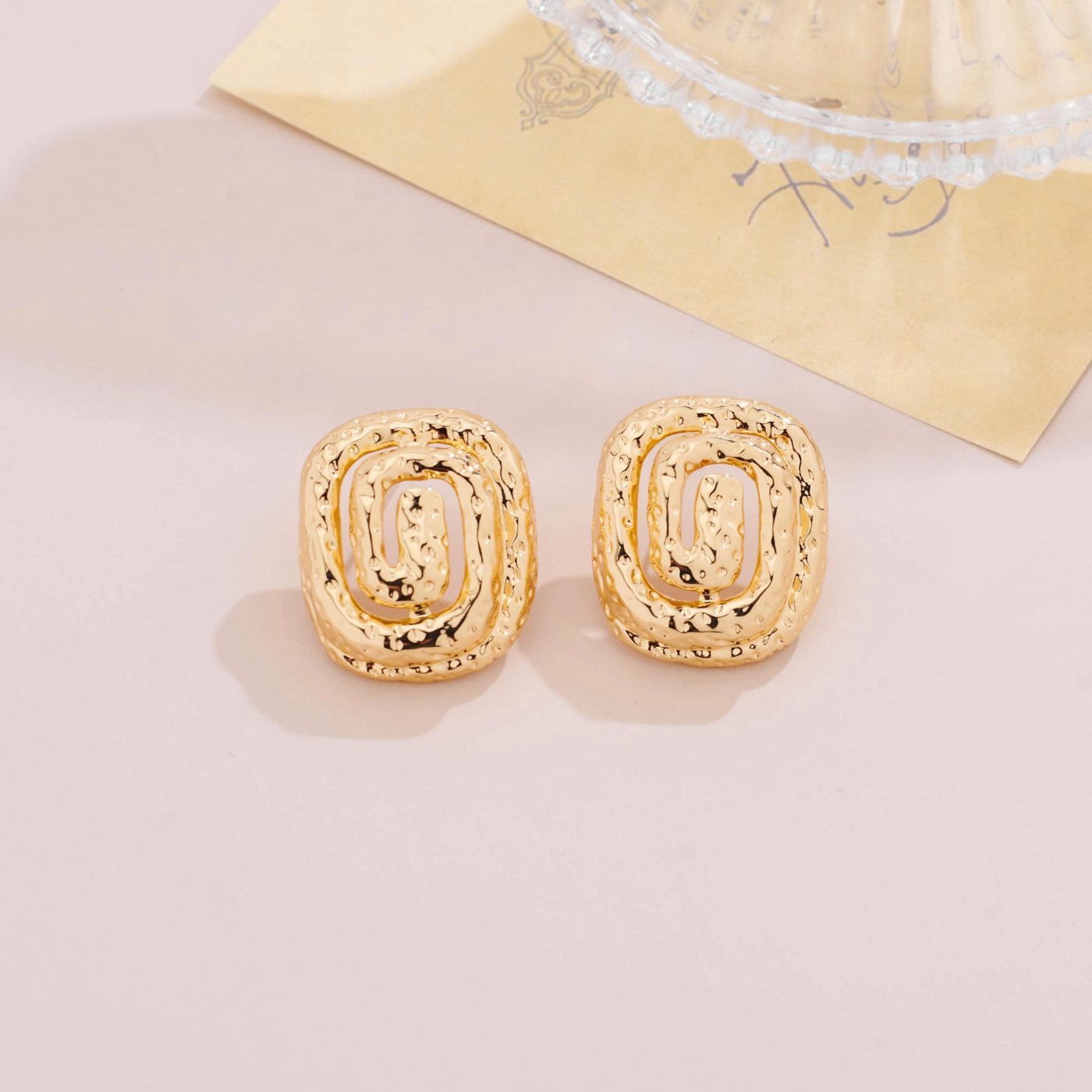 YUJIE Spiral Square Stud Earrings, view 4