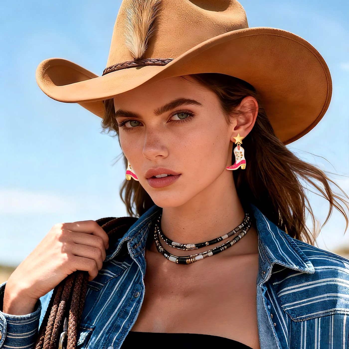 YUJIE Star Boot Drop Earrings, view 3