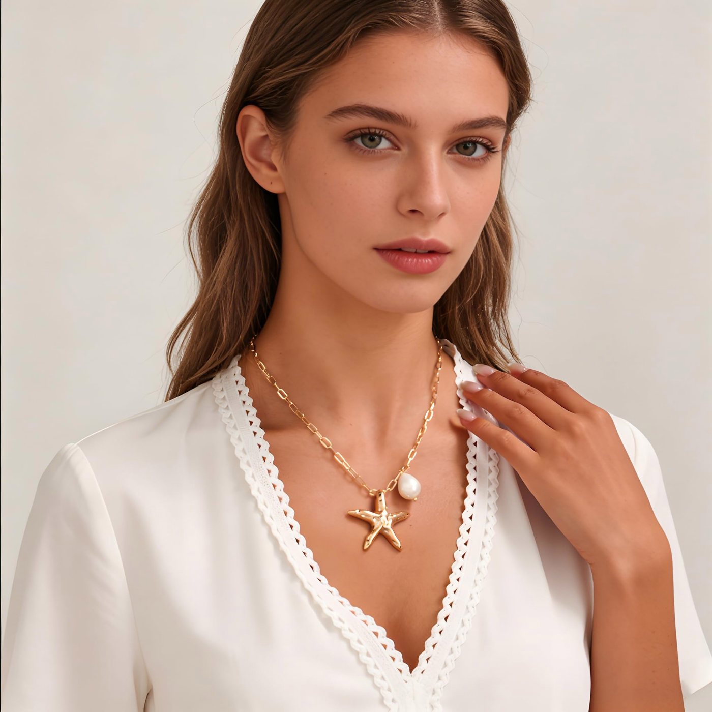 YUJIE Starfish Pendant Necklace, second view