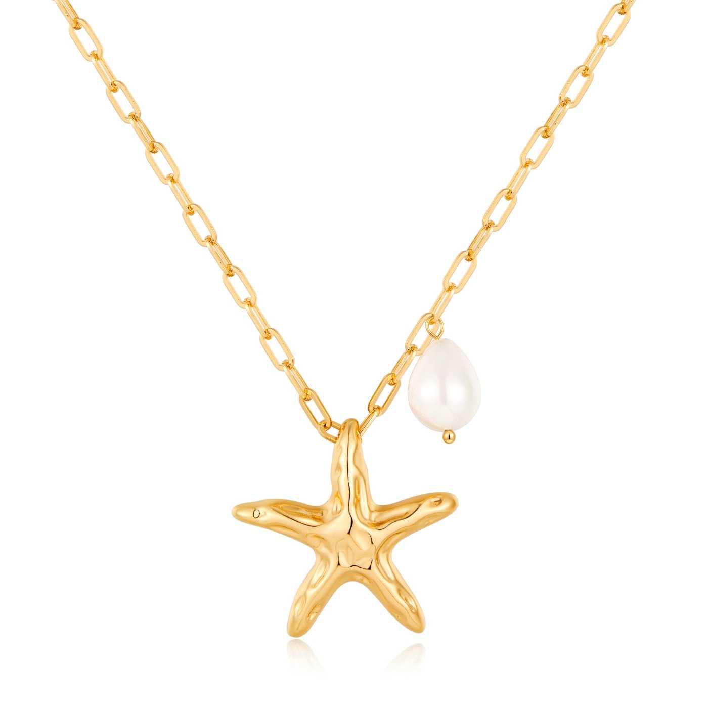 YUJIE Starfish Pendant Necklace, gold tone