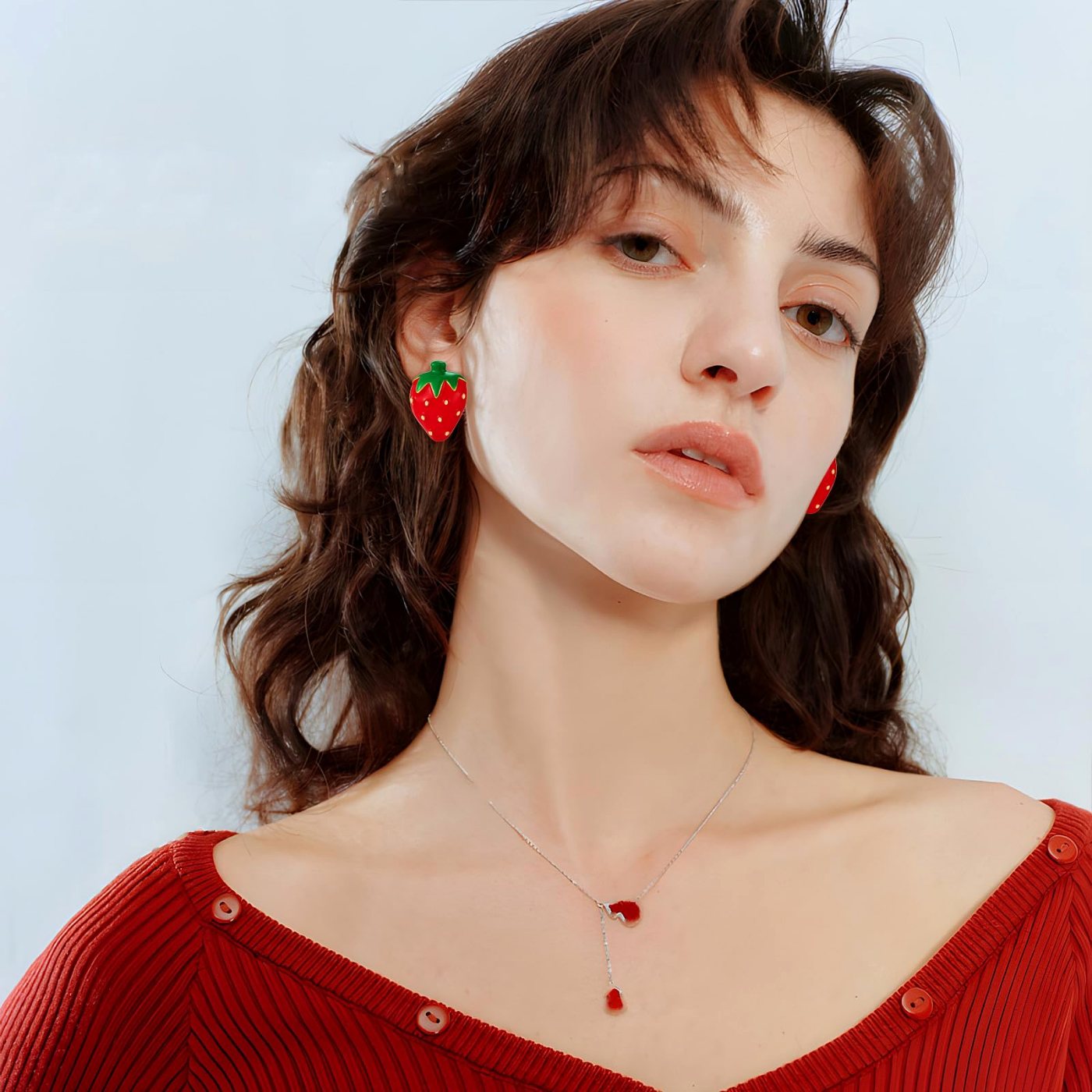 YUJIE Strawberry Clip-On Earrings, view 3