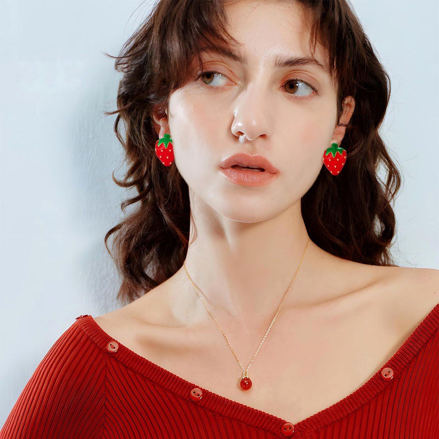YUJIE Strawberry Clip-On Earrings, view 4