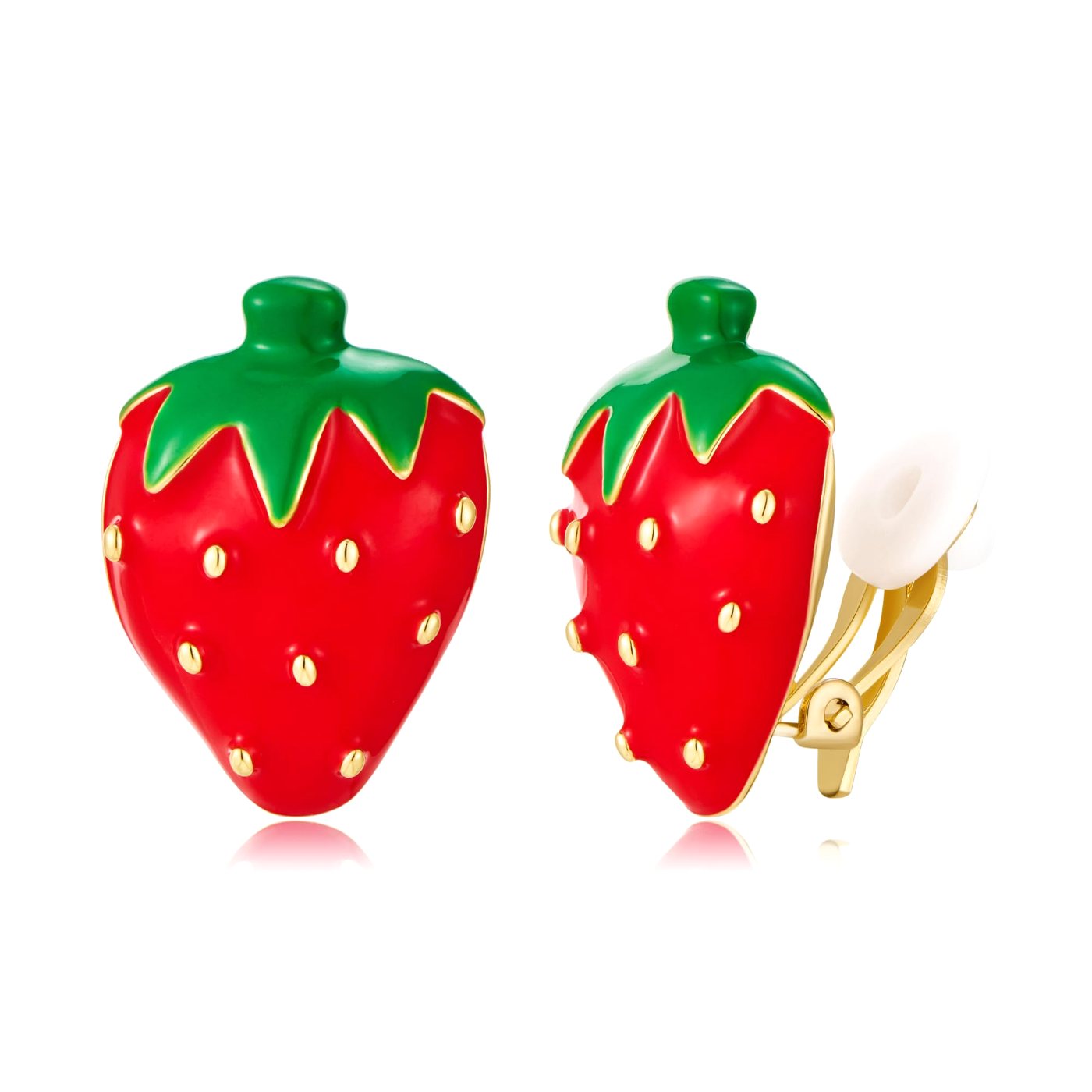 YUJIE Strawberry Clip-On Earrings, color