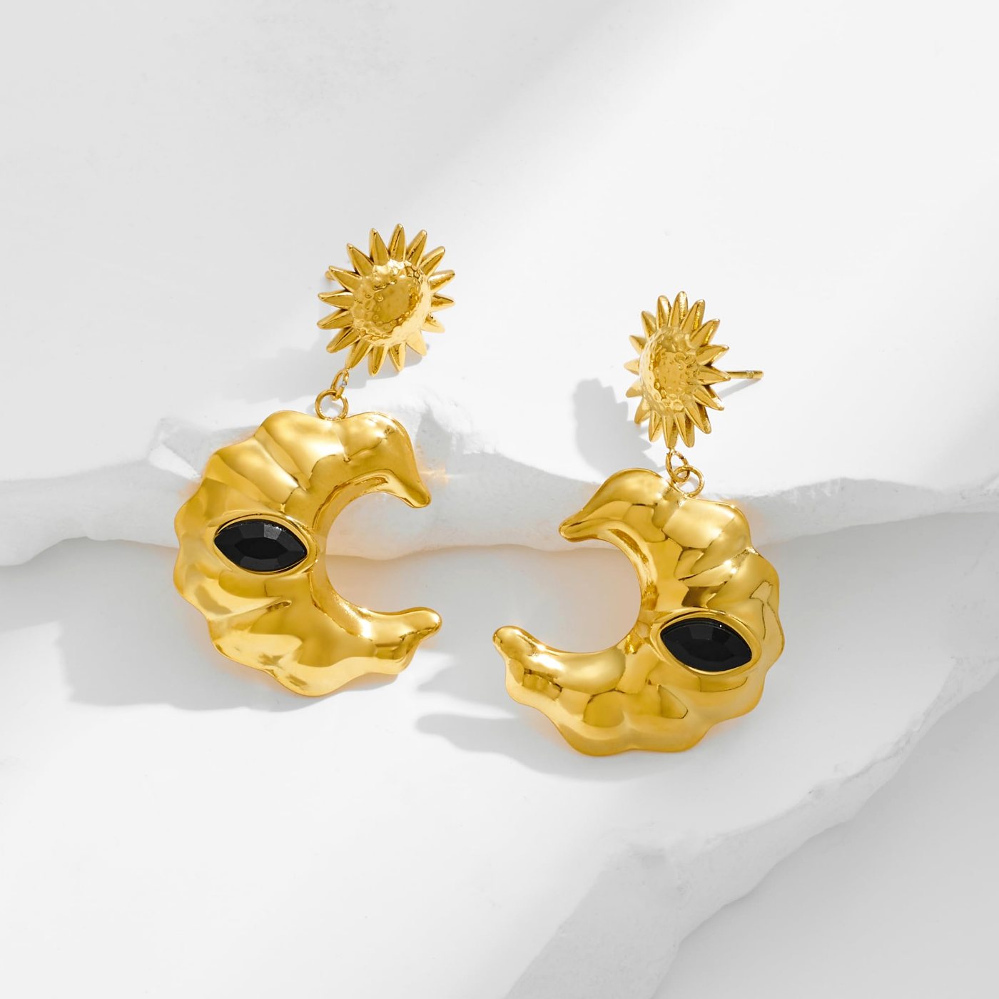 YUJIE Sun Moon Drop Earrings, second view
