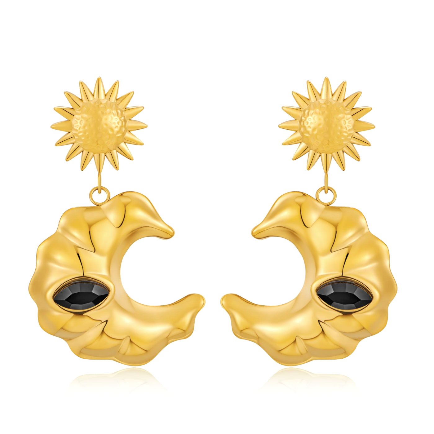 YUJIE Sun Moon Drop Earrings, gold tone