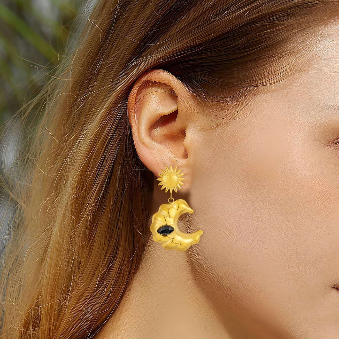 YUJIE Sun Moon Drop Earrings, view 4
