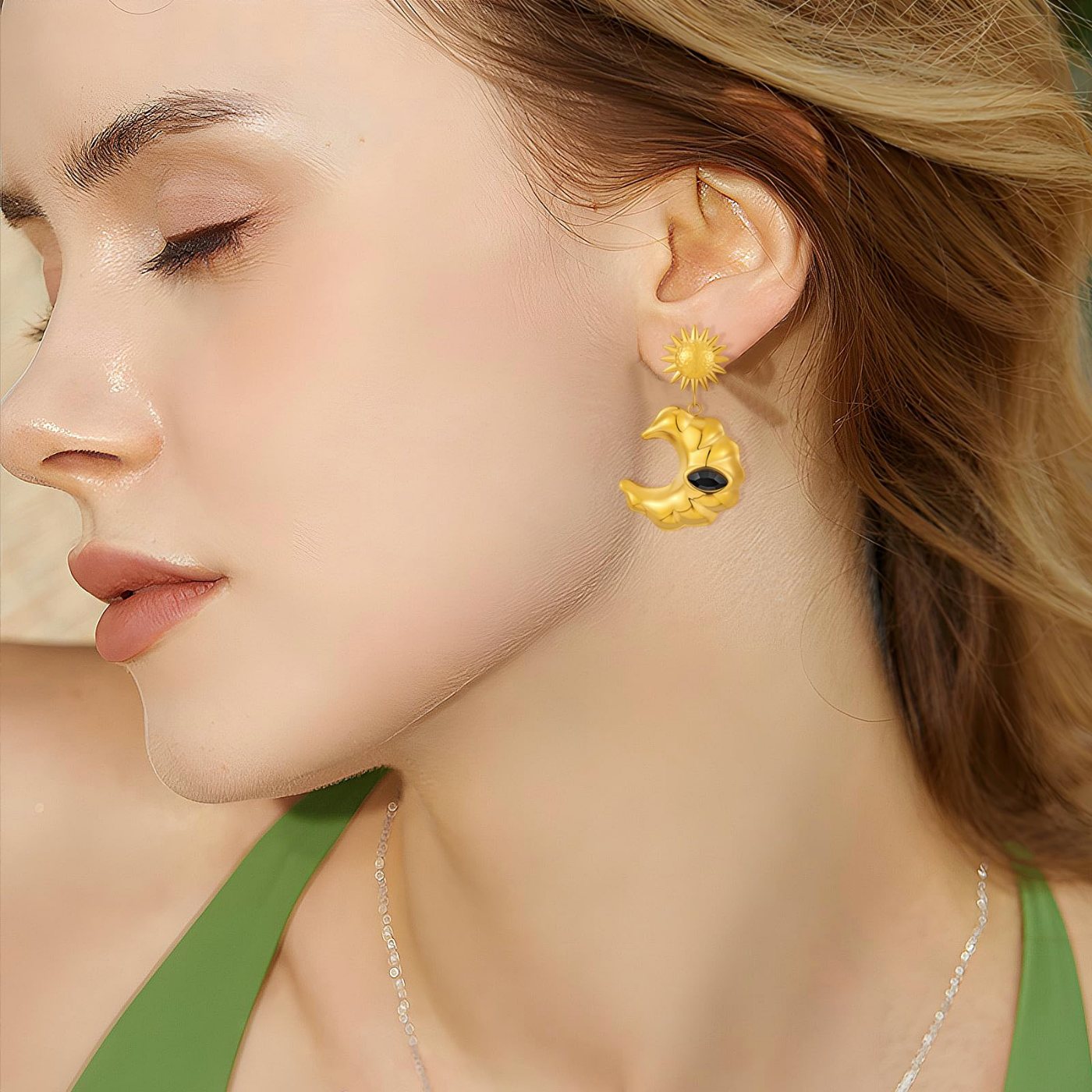 YUJIE Sun Moon Drop Earrings, view 6