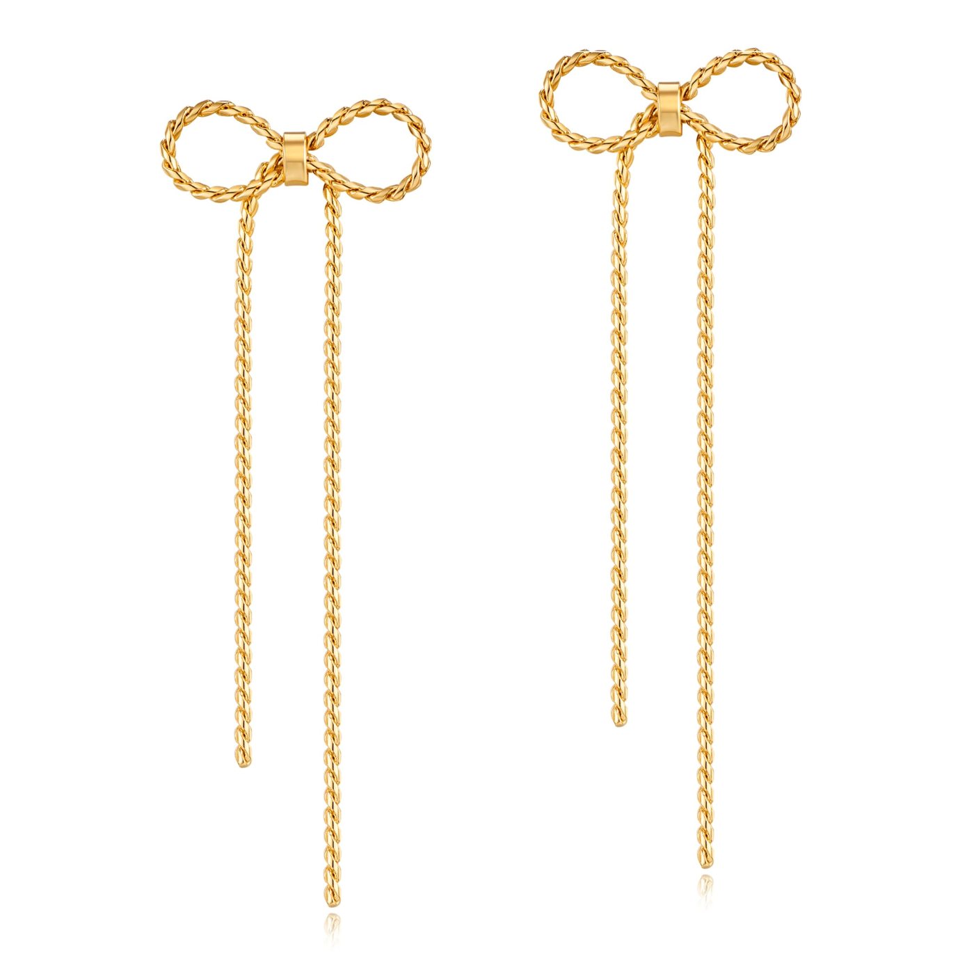 YUJIE Tassel Bow Drop Earrings, gold tone