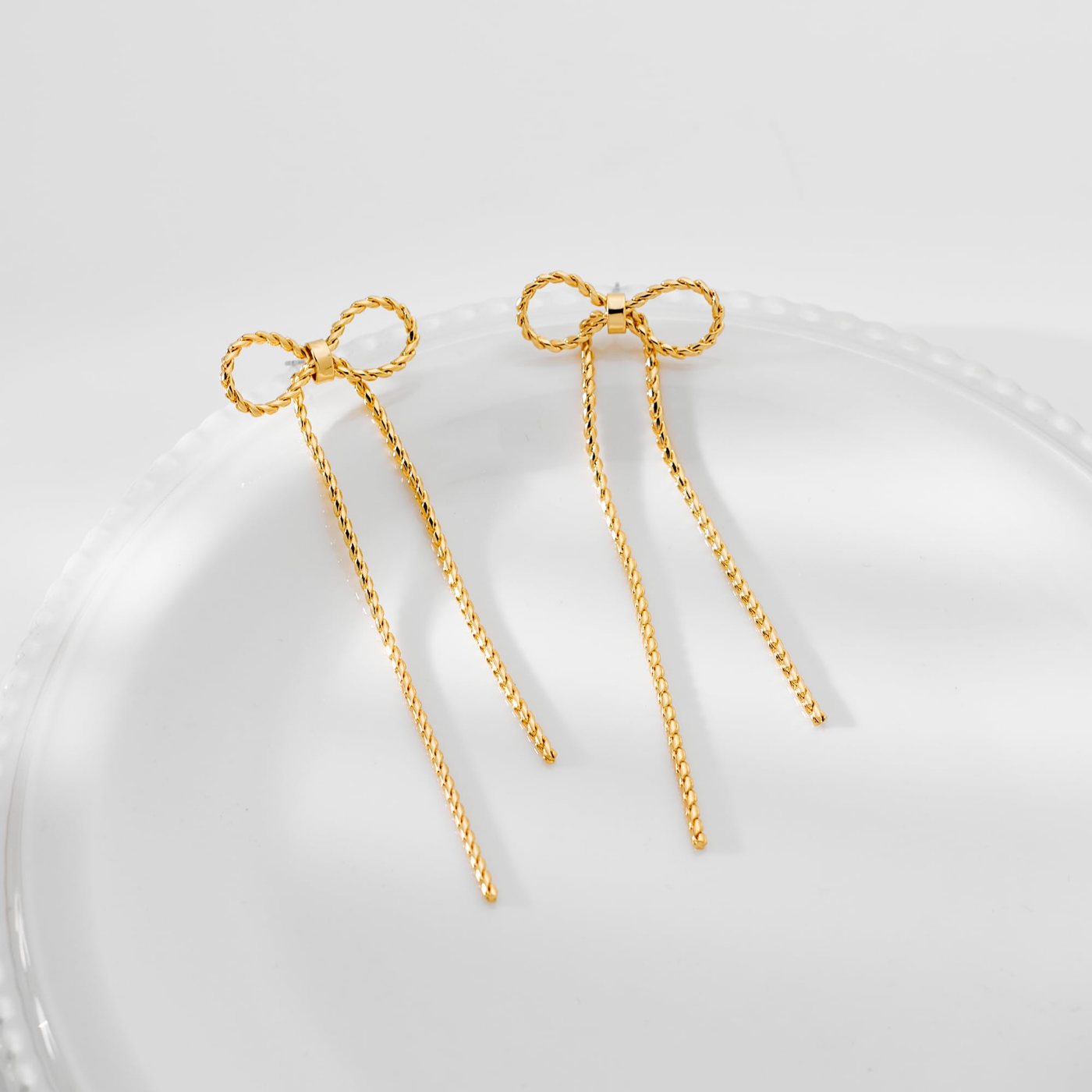 YUJIE Tassel Bow Drop Earrings, view 3