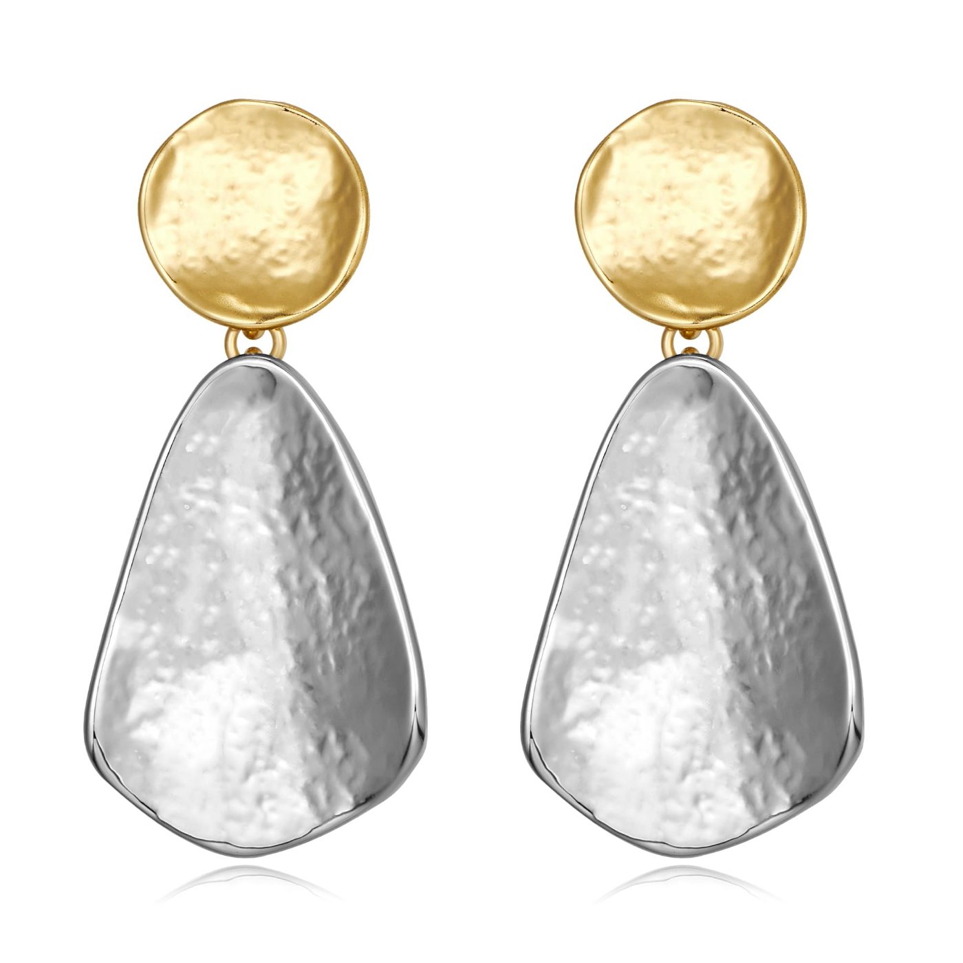 YUJIE Teardrop Drop Earrings, Gold Top Silver