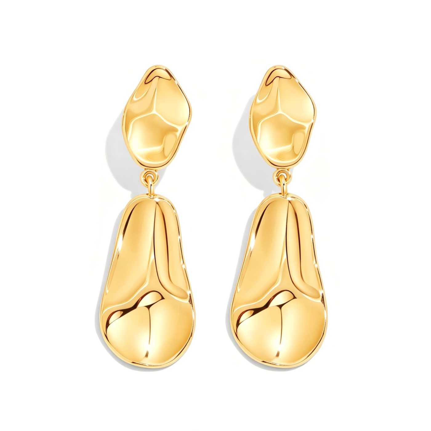 YUJIE Teardrop Drop Earrings, Organic Shape, gold tone