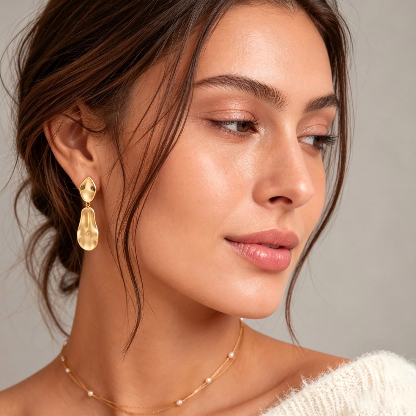 YUJIE Teardrop Drop Earrings, Organic Shape, view 3