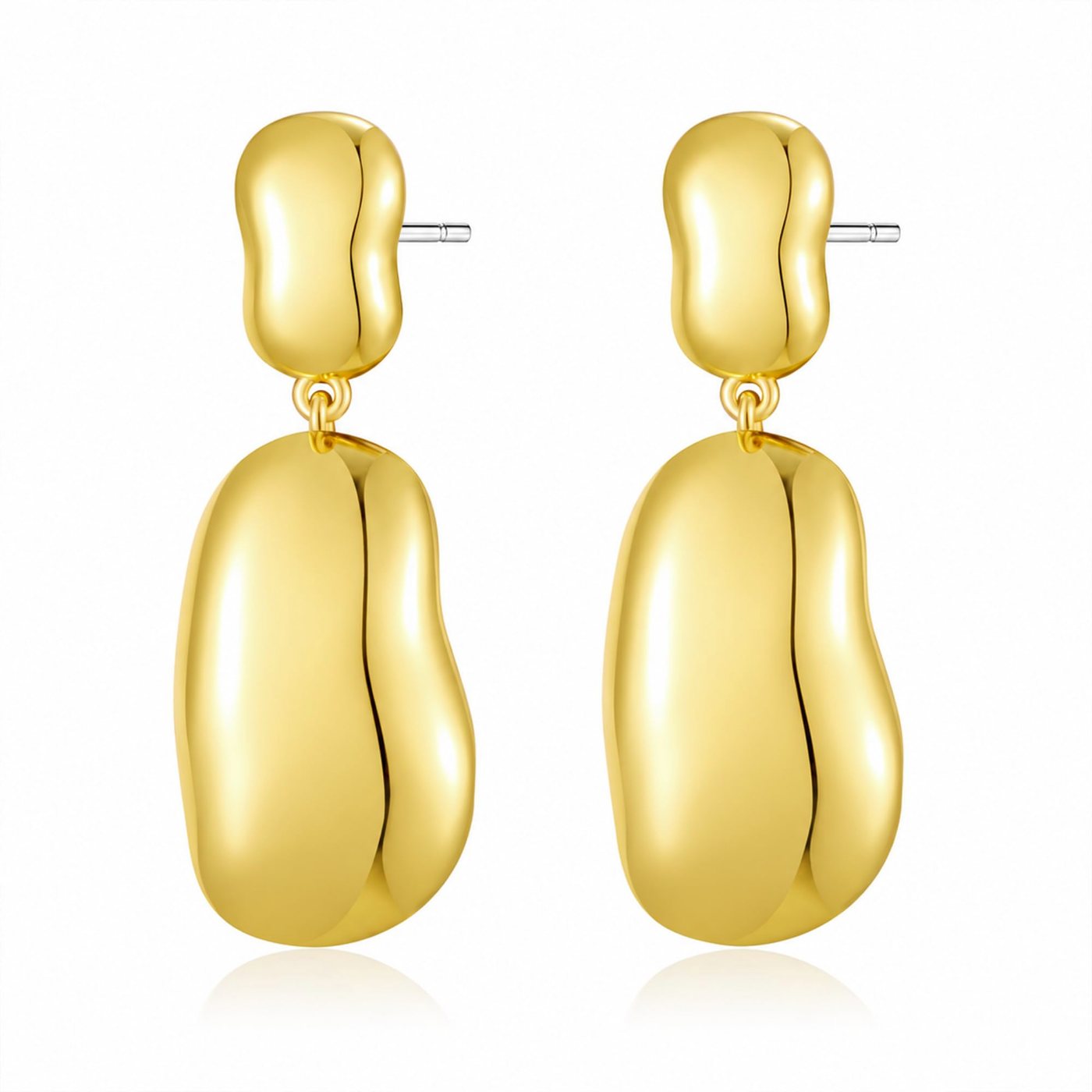 YUJIE Teardrop Drop Earrings, Smooth Pebble, gold tone
