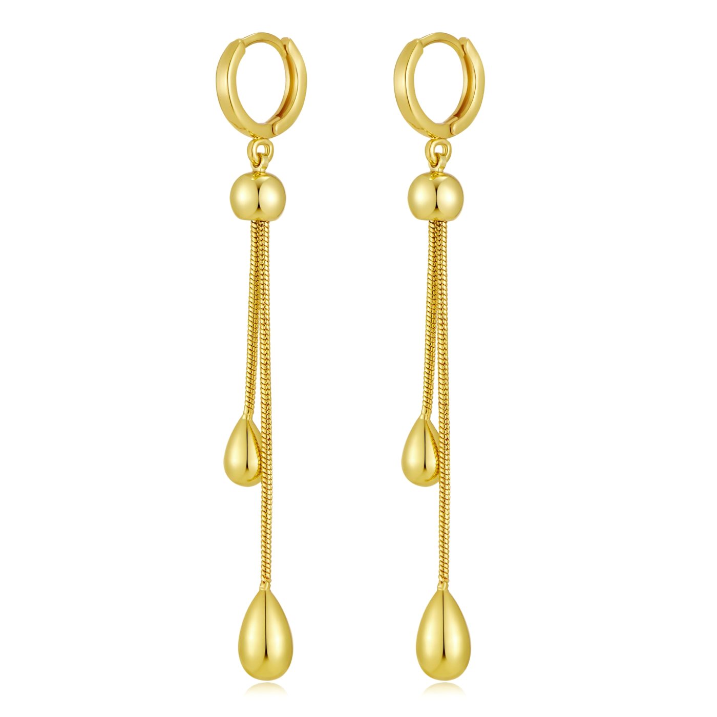 YUJIE Teardrop Drop Earrings, Dangling Chain, gold tone