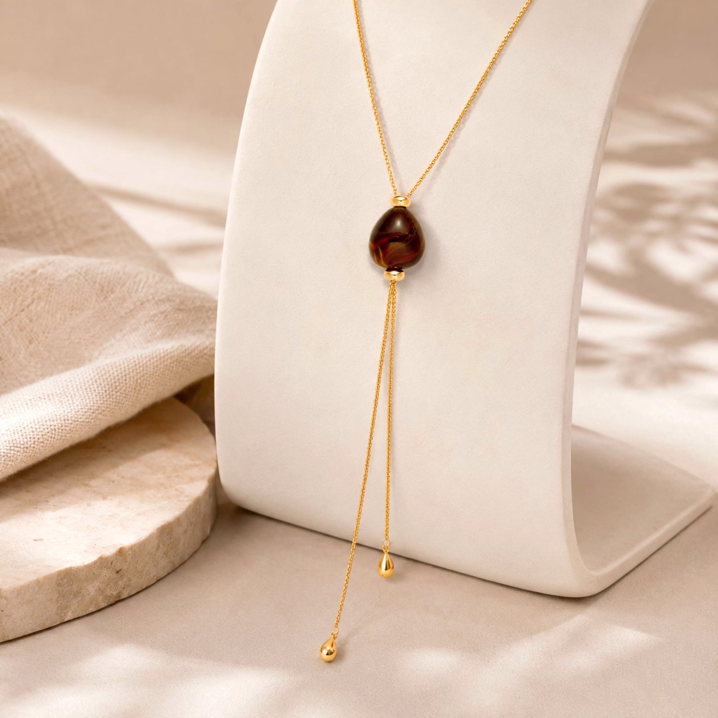YUJIE Teardrop Lariat, Deep Brown, view 5