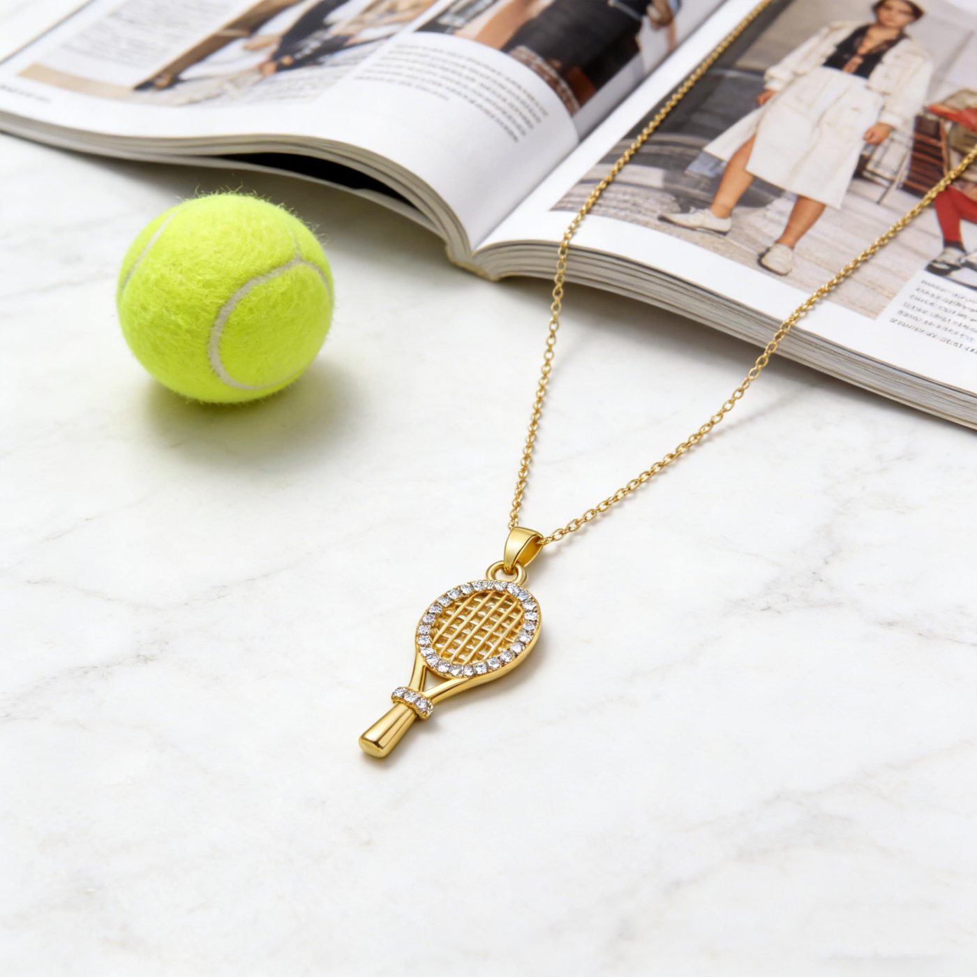 YUJIE Tennis Racket Pendant Necklace, view 5
