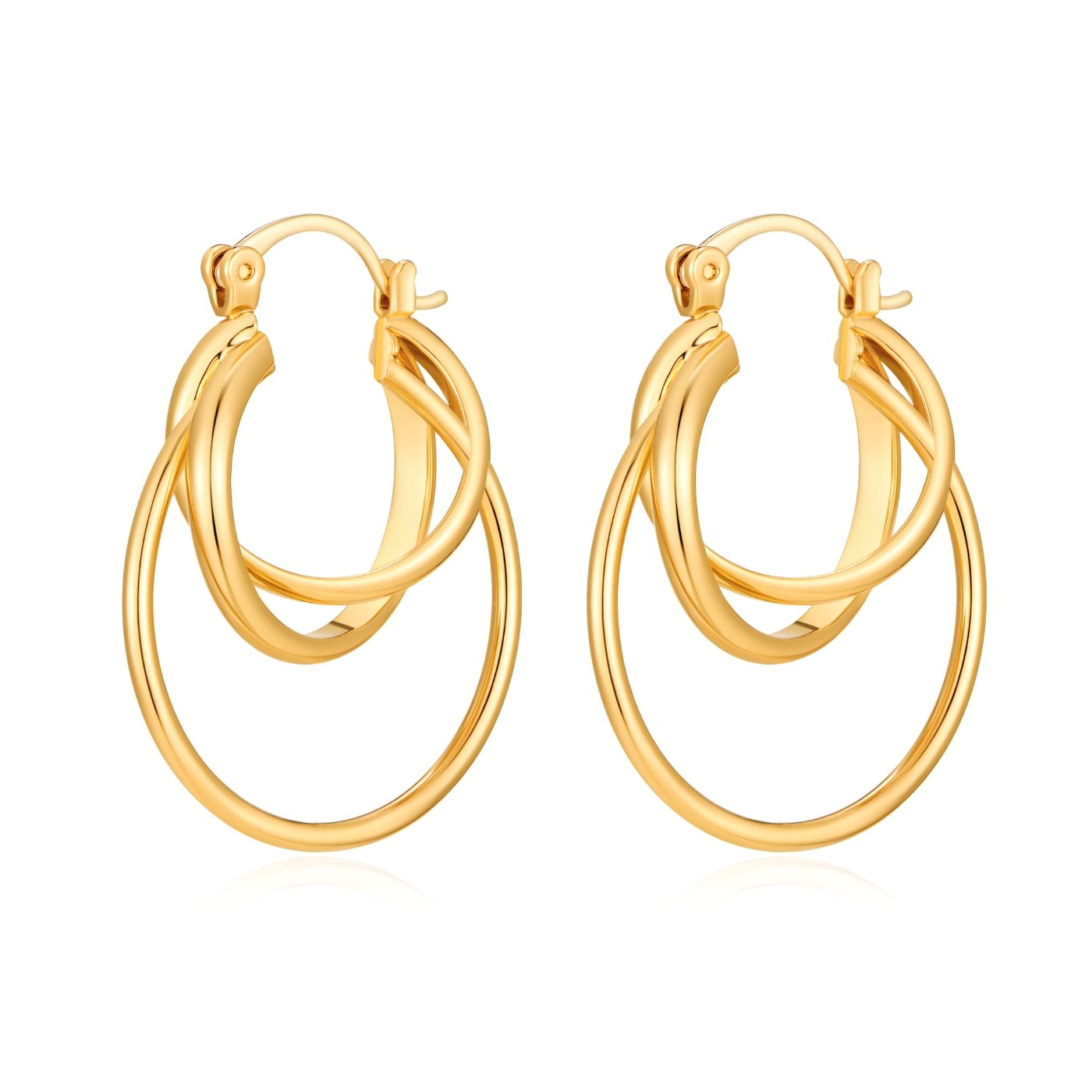 YUJIE Triple Hoops, gold tone