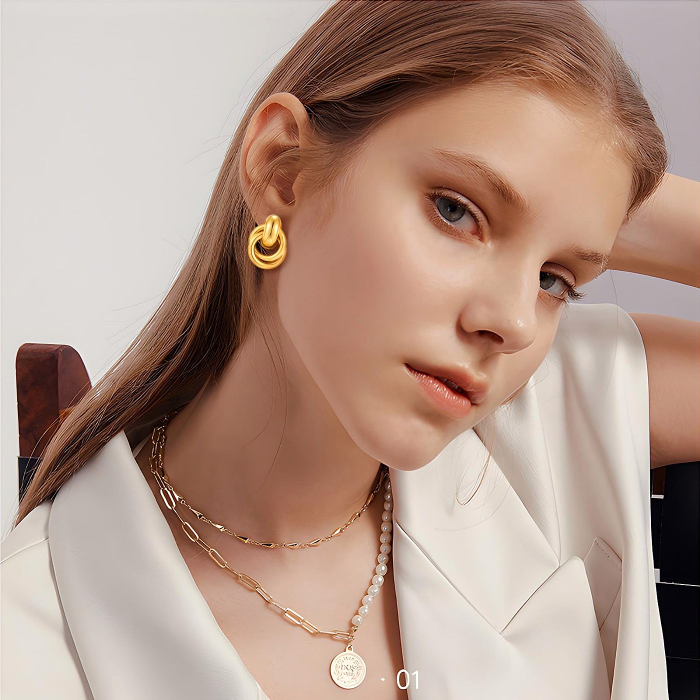 YUJIE Twisted Knot Stud Earrings, second view