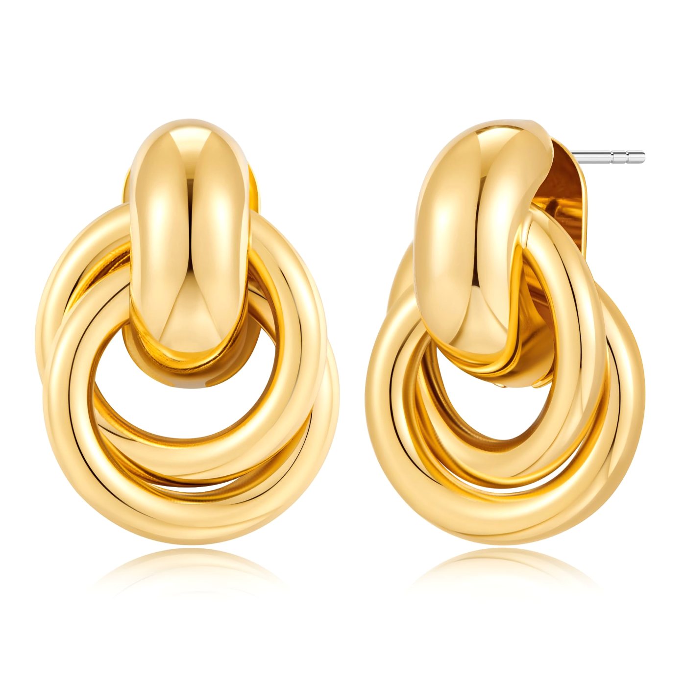 YUJIE Twisted Knot Stud Earrings, gold tone