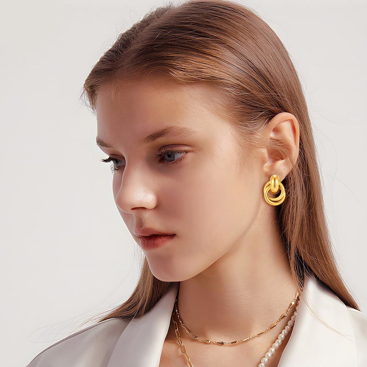 YUJIE Twisted Knot Stud Earrings, view 5