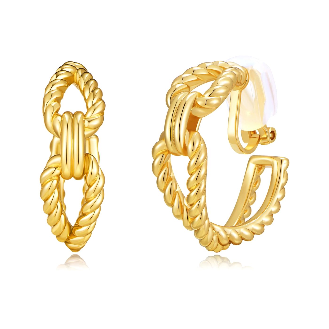 YUJIE Twisted Rope Clip-On Earrings, Gold Tone, gold tone