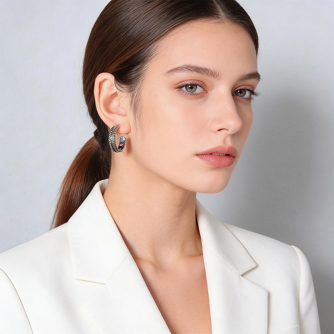 YUJIE Twisted Rope Hoops, Two Tone, second view