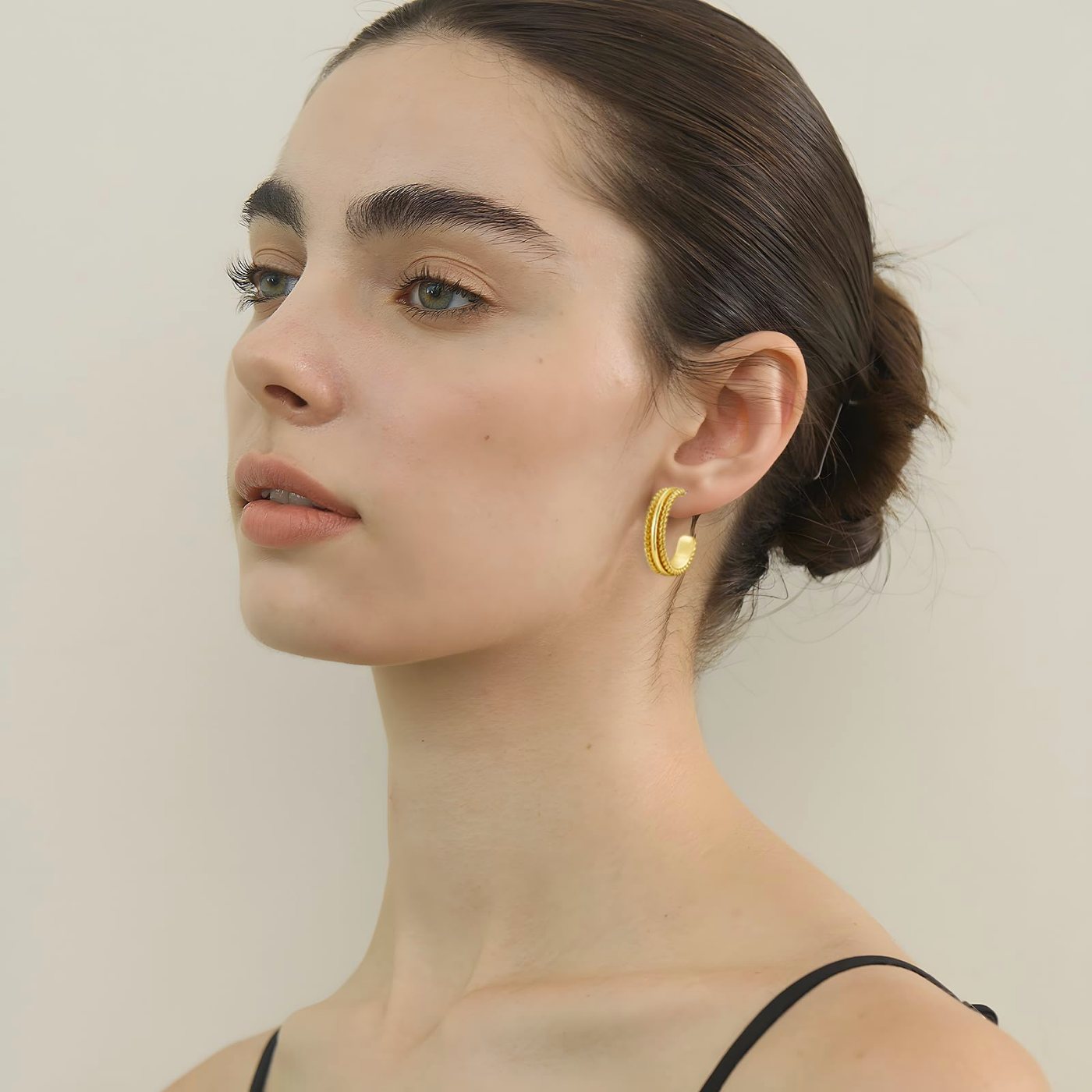 YUJIE Twisted Rope Hoops, Gold Tone, view 4